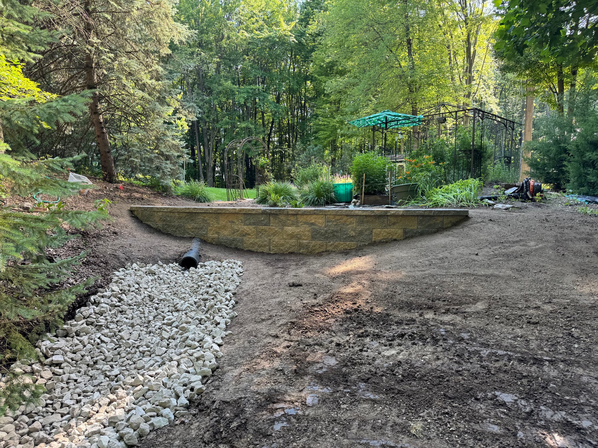 Gallery photos for Retaining Wall Rebuild with Serious Drainage in Grand Rapids: Image #1