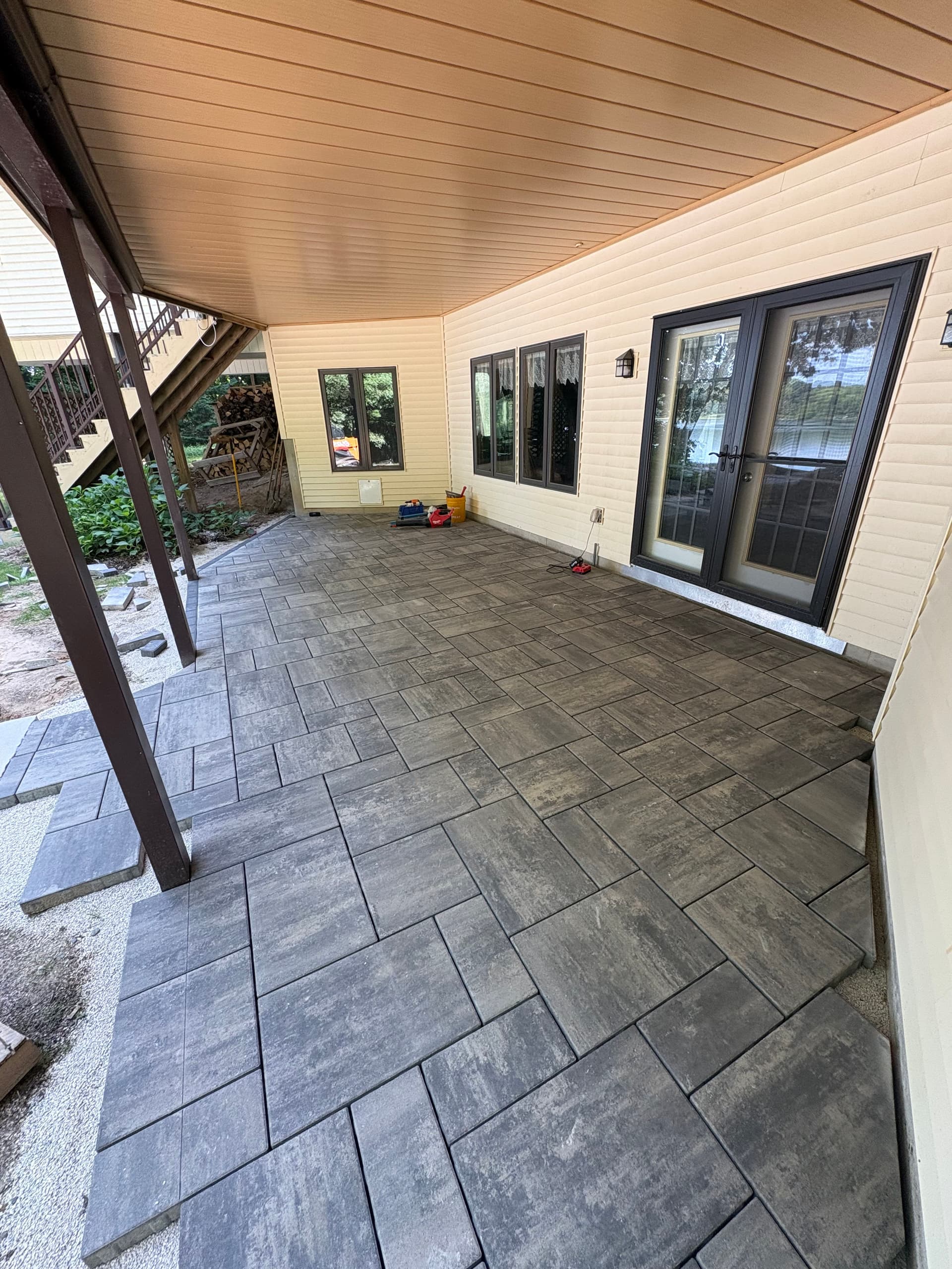 Lakeside Paver Patio and Walkway Taking Shape image