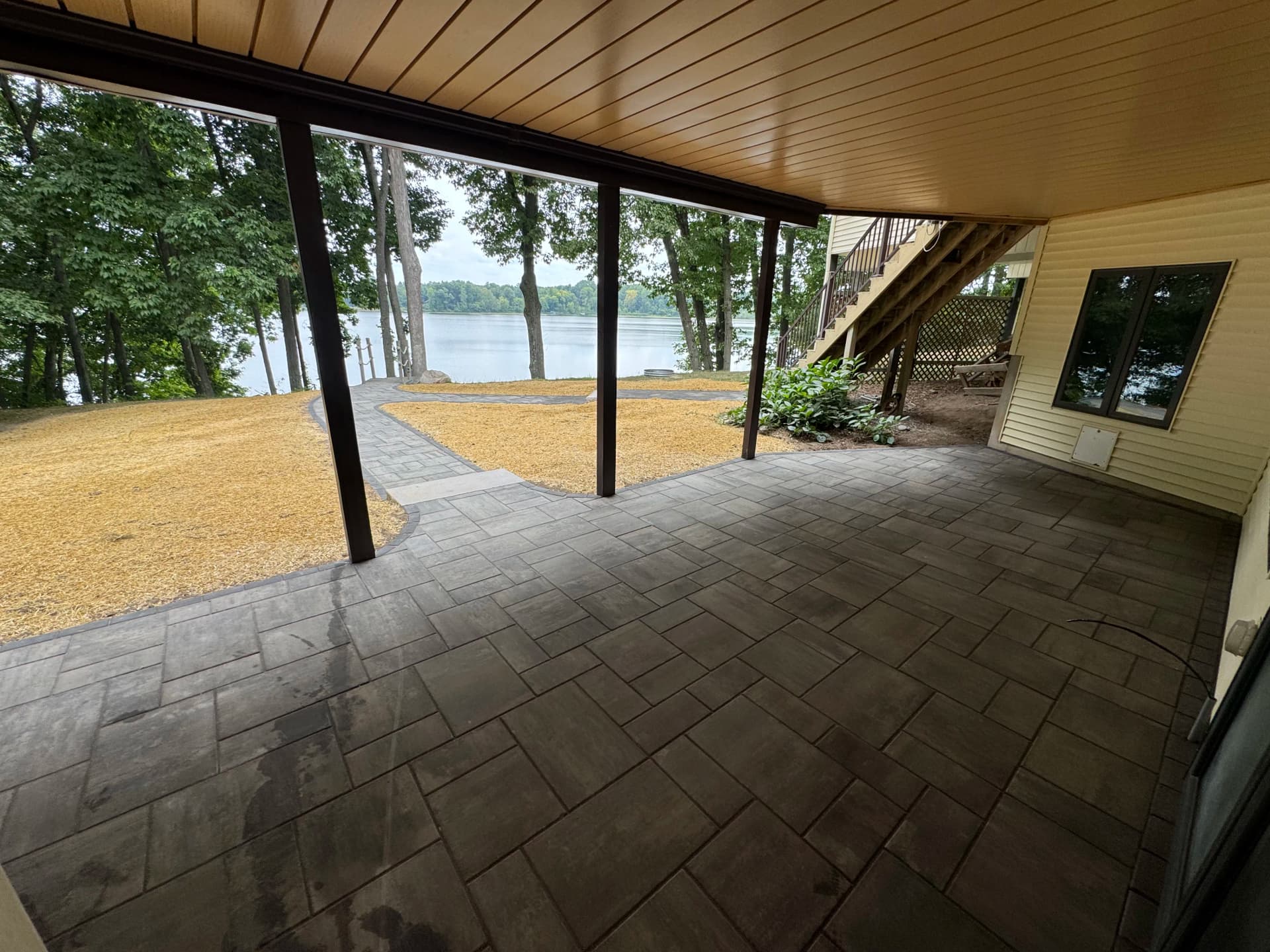 Gallery photos for 760 Sq Ft Paver Patio and Walkway Built on a Sloped Lakefront Yard: Image #4