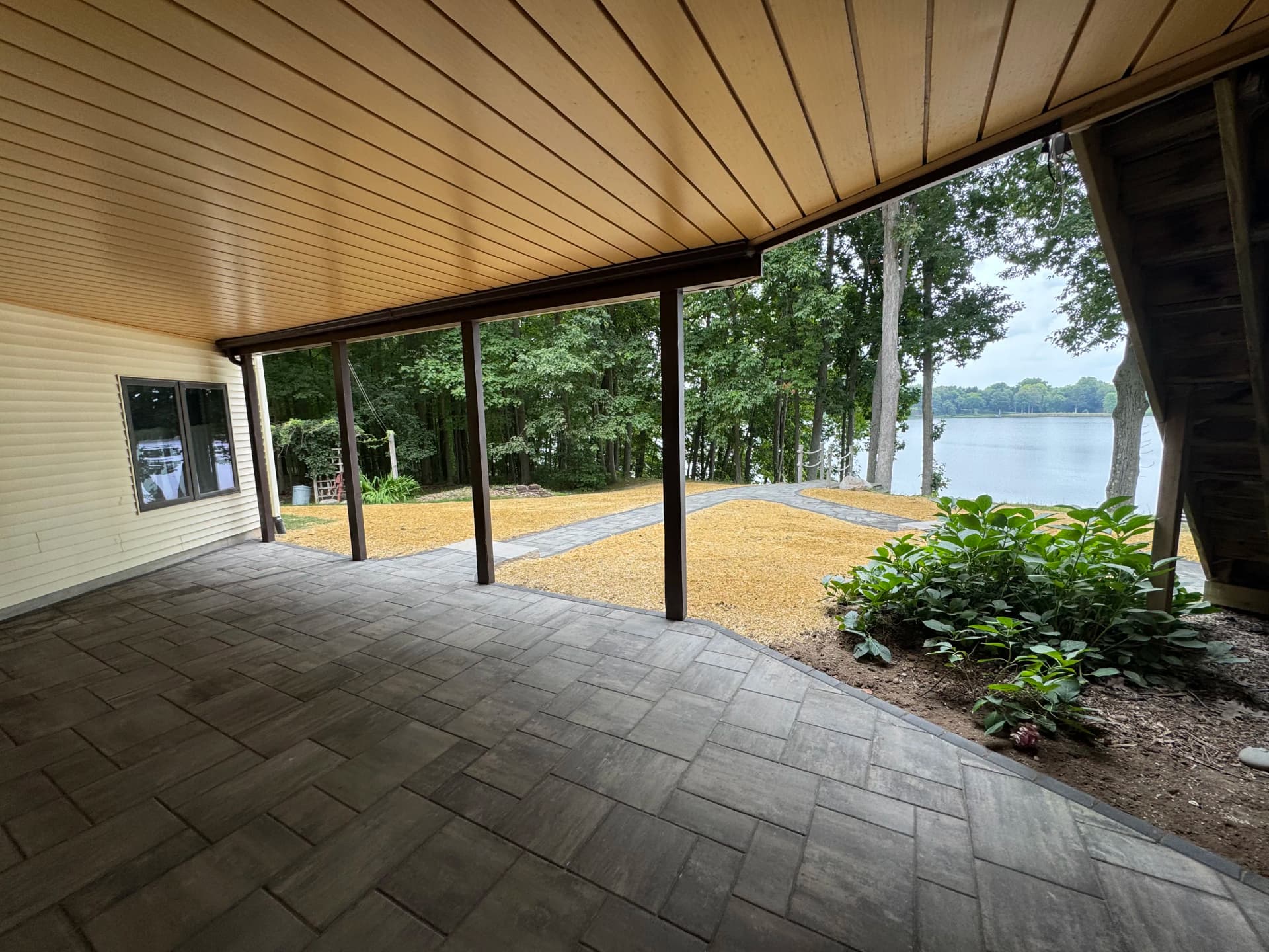 Gallery photos for 760 Sq Ft Paver Patio and Walkway Built on a Sloped Lakefront Yard: Image #3